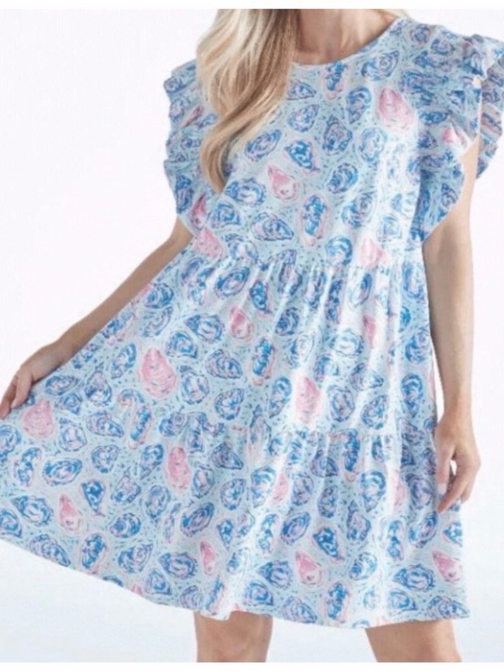 Simply Southern Oyster Light Blue and Pink Maxi Dress - Picture 3 of 5
